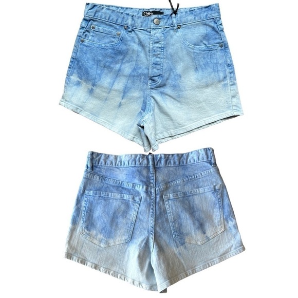OJG Dip Dye! Mid Length Light Ombré Acid Wash Denim Shorts 5 Pockets Size 28 / 6 - Picture 1 of 9